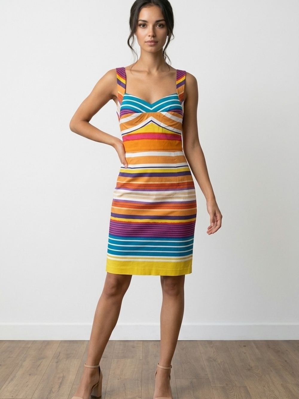NWT Calvin Klein Bold Striped Midi Halter Dress Sz 6